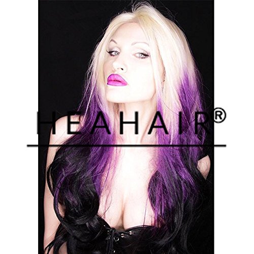 Heahair® Fashion Triple Purple Blonde Black Wave Handtied Synthetic Lace Front Rainbow Wig Hs0008