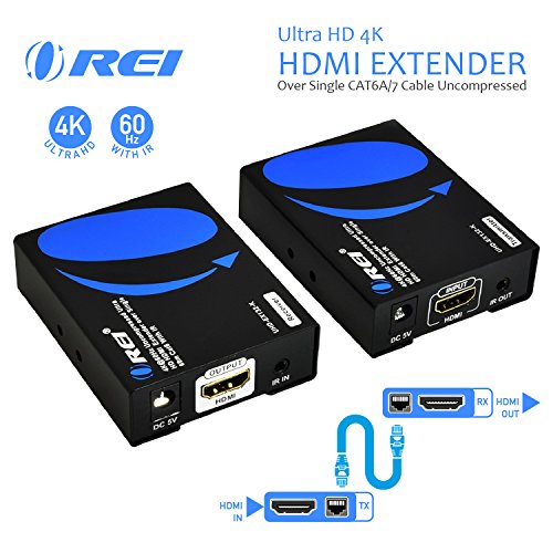 OREI UltraHD 4K HDMI Extender Over Single CAT6A/CAT7 Cable Uncompressed 4K @ 60Hz with IR - Up to 100 Ft
