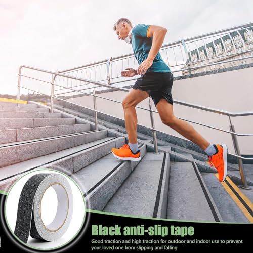 Occewoker Anti Slip Tape, 2 Pcs Non Skid Safety Tape, Grip Tape for Stairs, Steps, Floors, Ramps, Black