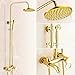 Polished Gold Shower Set 8-Inch Rainfall Shower Head Brass Shower Faucet Kit with Hand Held Spray High End Luxury