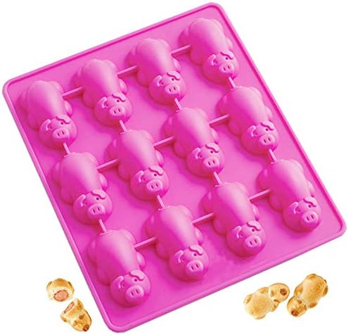 Piggy Pop Non Stick 12 Little Pigs in A Blanket Silicone Baking Mold, Silicone Cake Baking Mould Cute Piggy Cake Baking Mold Biscuit Cake Mold for Birthday Party