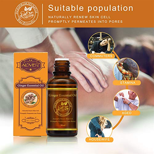 30ml Ginger Oil Essential Pure Natural Plant Therapy Lymphatic Beauty Drainage Ginger Body Massage Spa Oil for Aromatherapy, Skin, Bath, Foot Therapy, Family, Stamina Bathing Relaxation (C) - Thumbnail 6