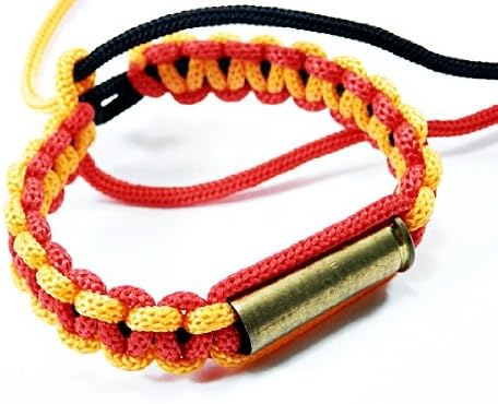 EB3005 Brass Empty Bullet Casings Red Yellow & Black Mix Bracelet Wristband Survival Military