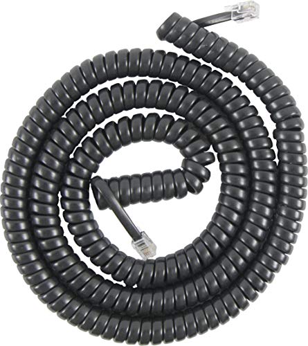 Power Gear Coiled Telephone Cord, 4 Feet Coiled, 25 Feet Uncoiled, Phone Cord works with All Corded Landline Phones, For Use in Home or Office, Black, 76139