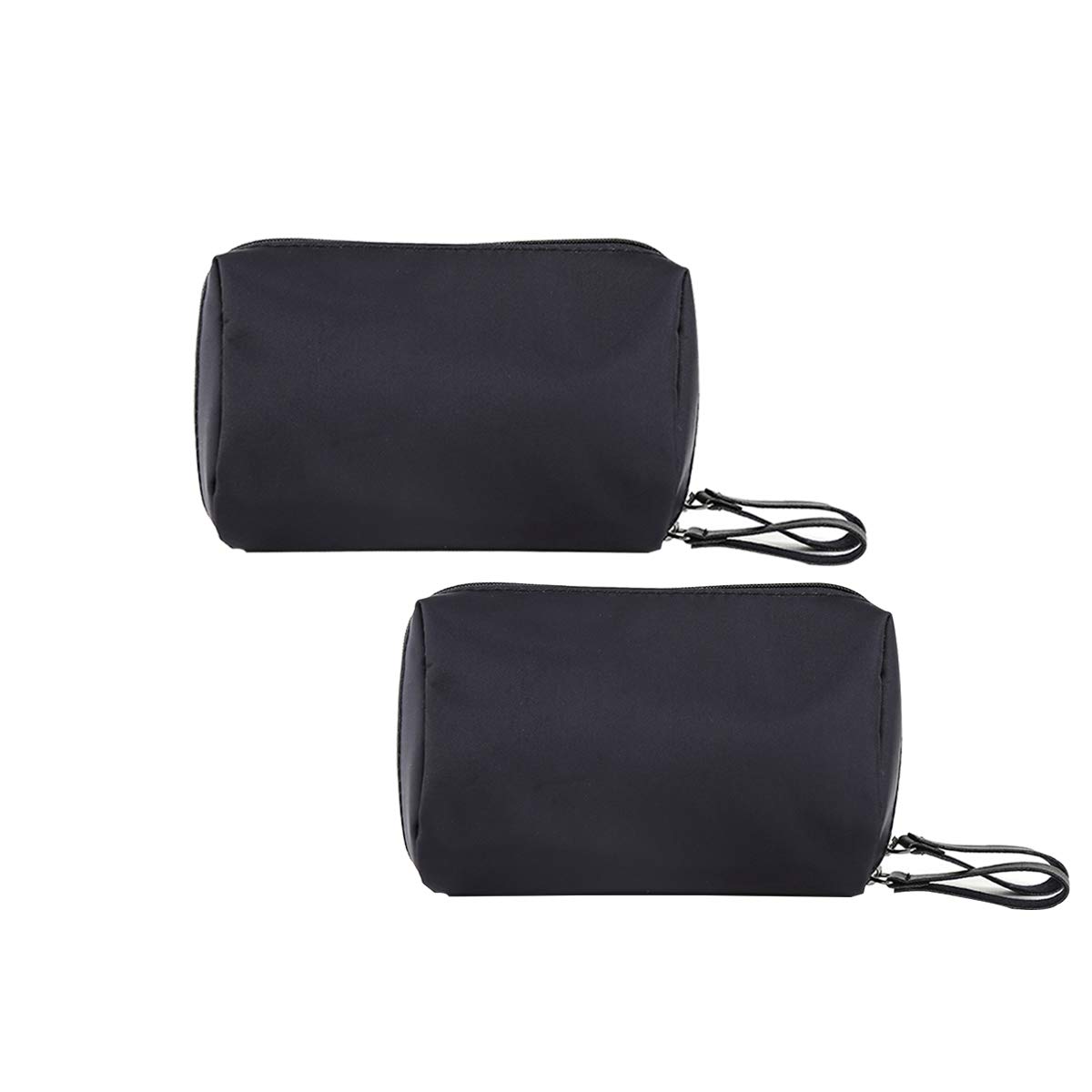 2 Pcs Black Small Travel Clutch Makeup Cosmetic Bag Set Brush Organizer For Portable Waterproof Handy Cosmetic Storage Pouch Organizer For Women Teens Girls Small (Black+Infrared black)