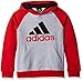 adidas Boys' Big Boys' Fleece Blocked Hoodie, Medium Grey Heather/Light Scarlet, Large/14-16