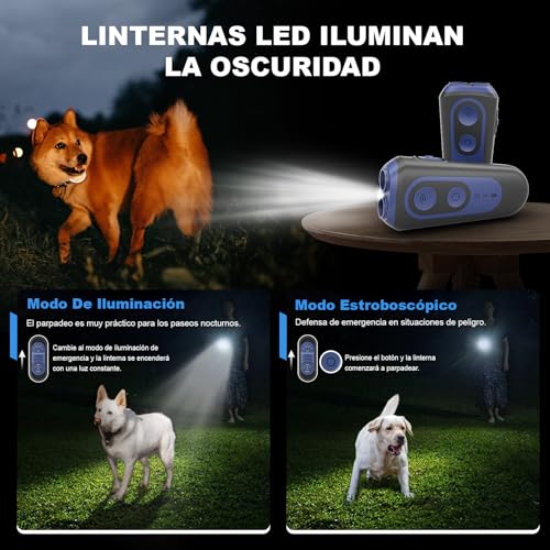 Dog Repeller, Anti Bark for Ultrasonic Dogs 3 Modes, Safe and Humane Device to Stop Barking, 15M Range, Portable with LED Flashlight, for Small, Medium, and Large Dogs