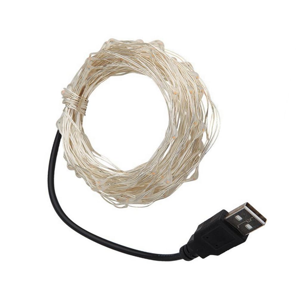 USB String Lights 5M/16.4ft 50 LEDs, USB Powered Silver Wire Micro Fairy Lights for Indoor Bedroom Wedding Christmas Party Decoration (Pink)