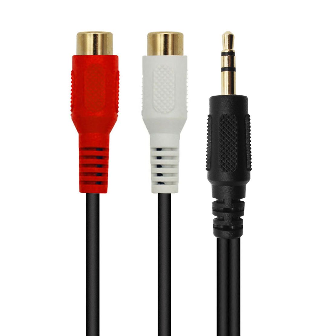 QiCheng&LYS 3.5mm to RCA Audio Extension Cable,Gold Plated 3.5mm Male to 2RCA Female Stereo Y Splitter Audio Cable for Smartphones,MP3 Tablets Speakers Home Theater (3.5 Male to 2RCA 30cm)