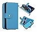 S7 Wallet Case, Magnetic Detachable S7 Wallet Purse Hynice Samsung Galaxy S7 Leather Folio Flip Slim Case with Zipper Credit Card Slots, Card Holder, Wrist Strap Wallet for Women Men(Lichi-Blue)