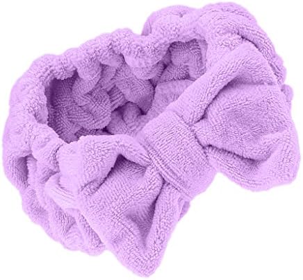 SONONIA ちょう結び　化粧　メイクアップ　化粧品　シャワー　バス　スパ　弾性　ヘアバンド　ヘッドバンド　可愛い 洗顔用　全4色 – 紫