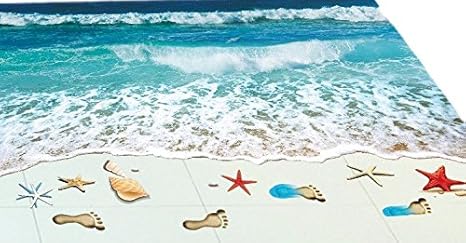 Amazon Co Jp 剥がせる フロアーデコレーションステッカー ルームデコ 壁 床 シール ステッカー 壁紙 海 ビーチ 波際 海辺 浜辺 砂浜 ホーム キッチン