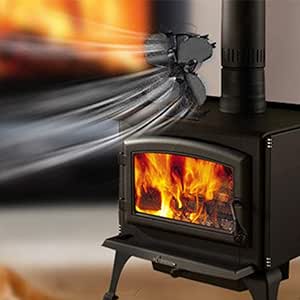 SHIJING Estufas de leña sin Electricidad Chimenea 4 aspas Ventilador
