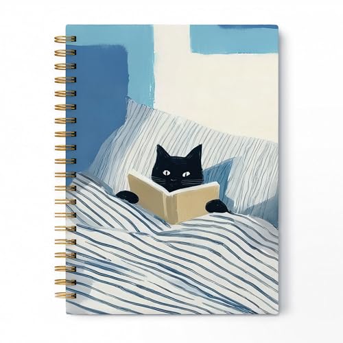 WDXIA Funny Reading Black Cat Spiral Notebook, Black Cat Lovers Gifts Journal, Book Lover Reader Bookworm Bookish Gifts Hardcover Lined Notebook Journal, 5.5x8.3 Inch at Amazon