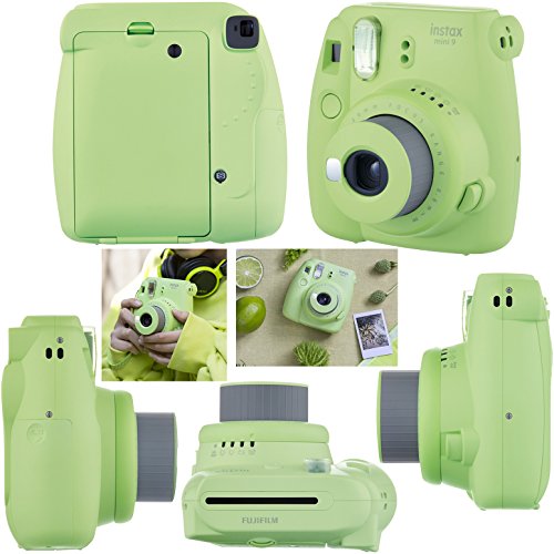 Fujifilm Instax Mini 9 Instant Camera Lime Green + Fuji INSTAX Film (40 Sheets) + Accessories Kit Bundle + Custom Case with Strap + Assorted Frames + Photo Album + 60 Colorful Sticker Frames + More