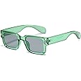 EYLRIM Square Frame Sunglasses for Women Men Trendy Chunky Rectangle Sun Glasses Black Shades UV400 Protection