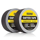 Black Gaffers Tape - 2 Pack - 30 Yards & 2 inch Wide - 2 roll Bulk Set Refills case. Multi-Pack Waterproof Gaffer Matte Cloth Fabric for pro Photography, Filming Backdrop, Production Equipment