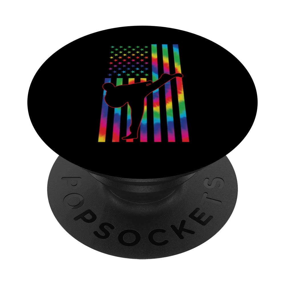 Taekwondo Tie dye American Flag Taekwondo PopSockets Swappable PopGrip