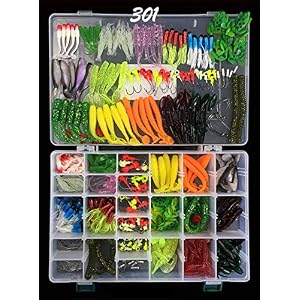 Roseflower Leurres De Pêche Kit Avec Boîte à Outils Portable, Appât Flottante Set Appât De Pêche Hameçons Basse Accessoires Avec Spinnerbaits, Plastique Vers, Minnow, Grenouille Appât – Baits Kit