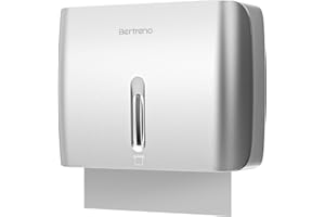 Bertreno Commercial Paper Towel Dispenser Wall Mount Paper Hand Towel Dispenser Large Capacity 200 Multifold/Trifold/C Fold Paper Towel Dispenser Bathroom Adhesive Tissue Dispenser （Silver）