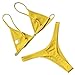 RUUHEE Women Brazilian Top Thong Bottom Sexy Padded Push up Two Piece Bikini Swimsuit (M(US Size 4-6), Yellow)