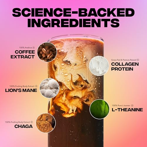 Everyday Dose Premium Adaptogenic Mushroom Coffee with Grass-Fed Collagen, Chaga, Lions Mane & L-Theanine for Better Focus, Energy, Digestion, Skin, and Immunity 30 Servings