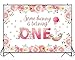Funnytree 7X5ft Pink Floral Rabbit First Birthday Backdrop Watercolor Flower Baby Girl Bunny Photo Background Golden Glitter Spring Garden Easter Party Photography Decorations Cake Table Banner