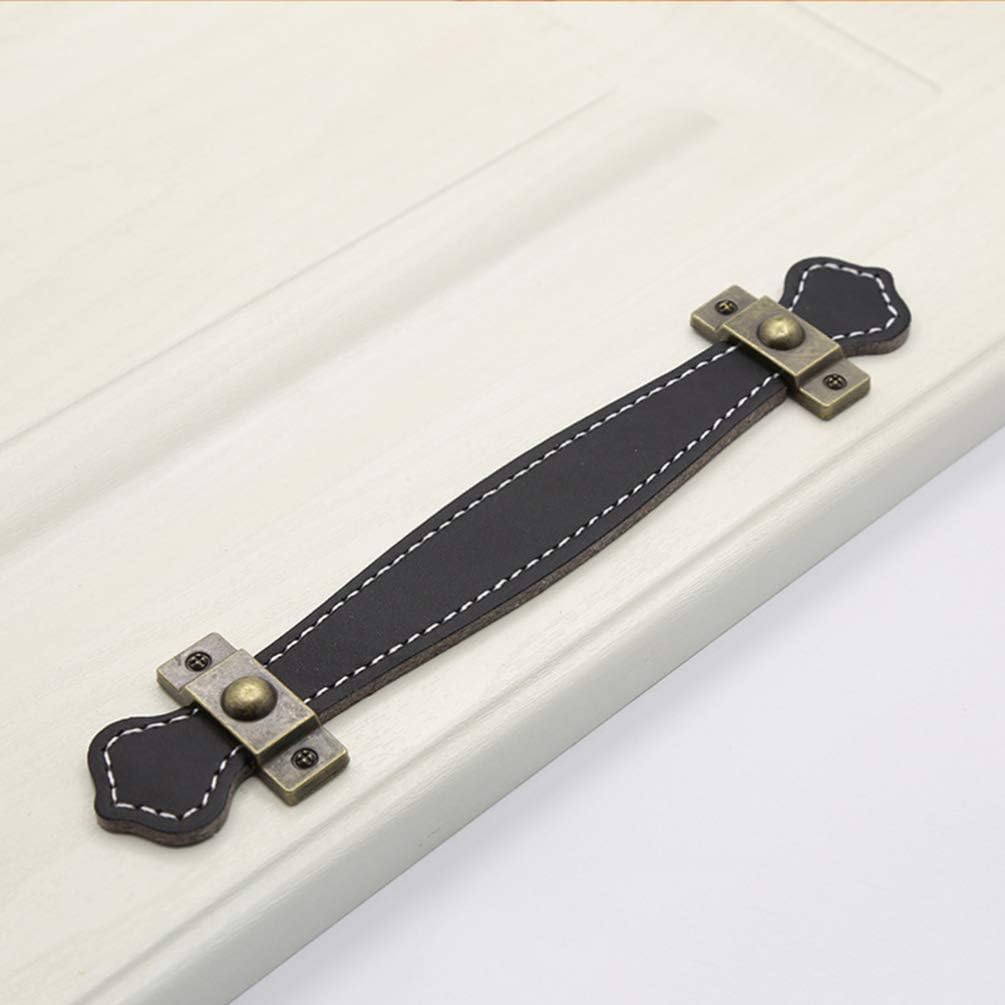 SUPVOX Pu Leather Handle 7.5 Inch Zinc Alloy Vintage Style Drawer Pull Cabinet Door Handle for Kitchen Bathroom Furniture - Image 3