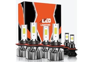 TXBILMOO Compatible For Ford F250 F350 F450 Super Duty 2005-2020 High/Low Beam Fog Light Bulbs Kit, 32000LM 300% Brightness 6500K White with Cooling Fan, Plug and Play, Pack of 6