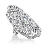 Bling Jewelry Clear CZ Vintage Style Finger Armor Ring Rhodium Plated