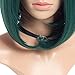 LOSMOEER Ombre Green Bob Wig Short Straight Synthetic Green Wigs Middle Part Natural Hair Wigs for Women None Lace Wig Cap (Ombre Green)