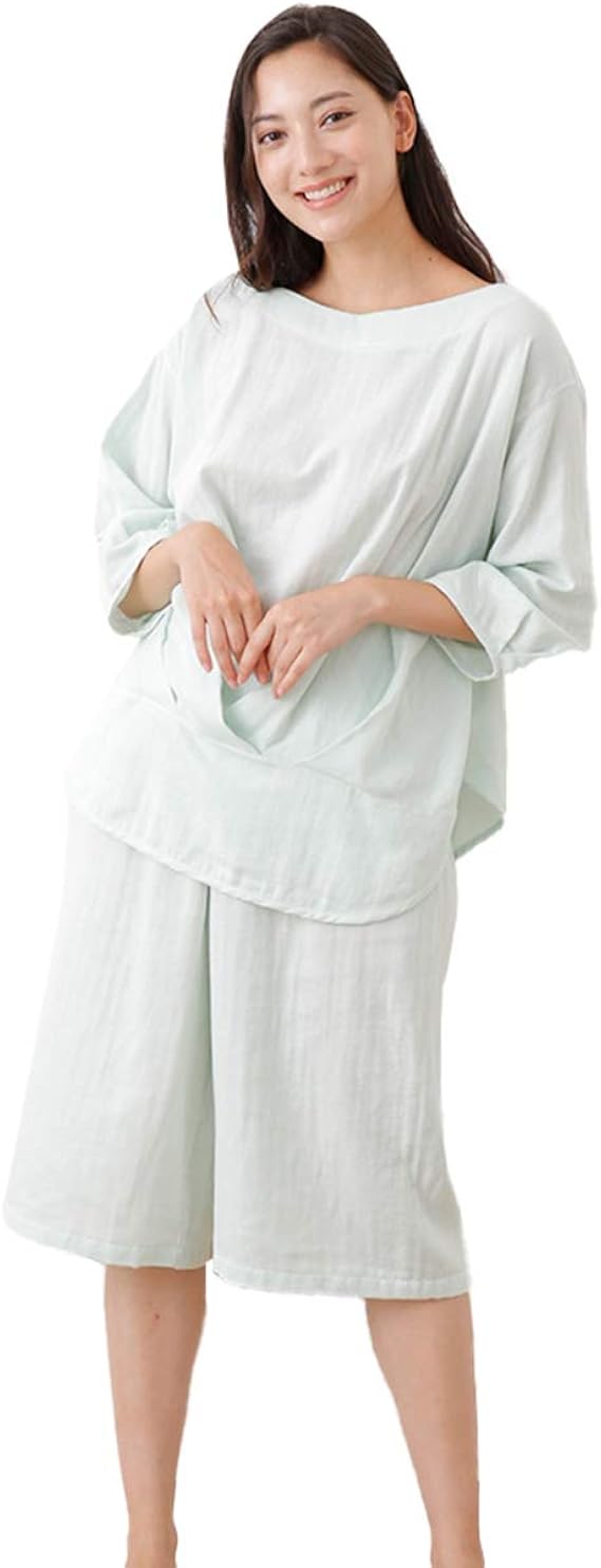 Amazon リリーパレット 和晒ダブルガーゼ インしてふんわり 綿100 夏パジャマ 上下セット レディース 日本製 吸水性 パジャマ ルームウェアセット 通販