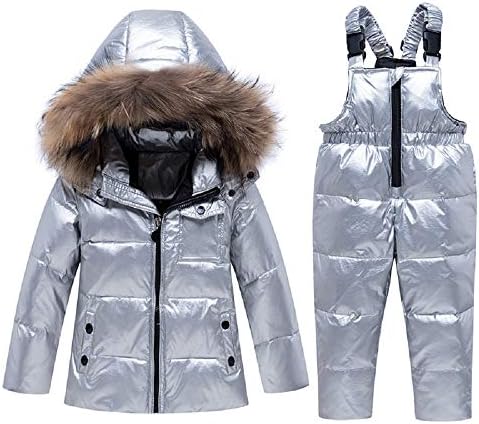 LAVIQK1-6 Years Baby Girls Boys 2-Piece Snowsuit Skisuit Set Toddler Winter Hooded Puffer Down Jacket Coat with Bib Pants
