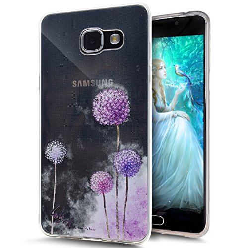 Galaxy A3 2016 Case,Galaxy A3 2016 Cover,ikasus Ultra Thin Soft TPU Case,Art Painted Soft Silicone Rubber Case,Crystal Clear Soft Silicone Back Cover for Galaxy A3 (2016) A310 4.7",Purple Dandelion