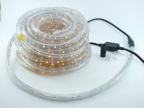 LUISHA 52ft 2 Wire Round 576 LEDS Flexible Rope Light Kits Home Outdoor Christmas Lighting Yellow