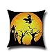 LEIOH 4Pack Happy Halloween Bat Pumpkin Pillow Covers Cotton Linen Sofa Home Decor Throw Pillow Case Cushion Covers 18 X 18 Inch