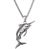 U7 Stainless Steel Shark Necklaces,18K Gold Plated Dolphin/Swordfish/Shark Pendant Necklace,Punk Mens Jewelry