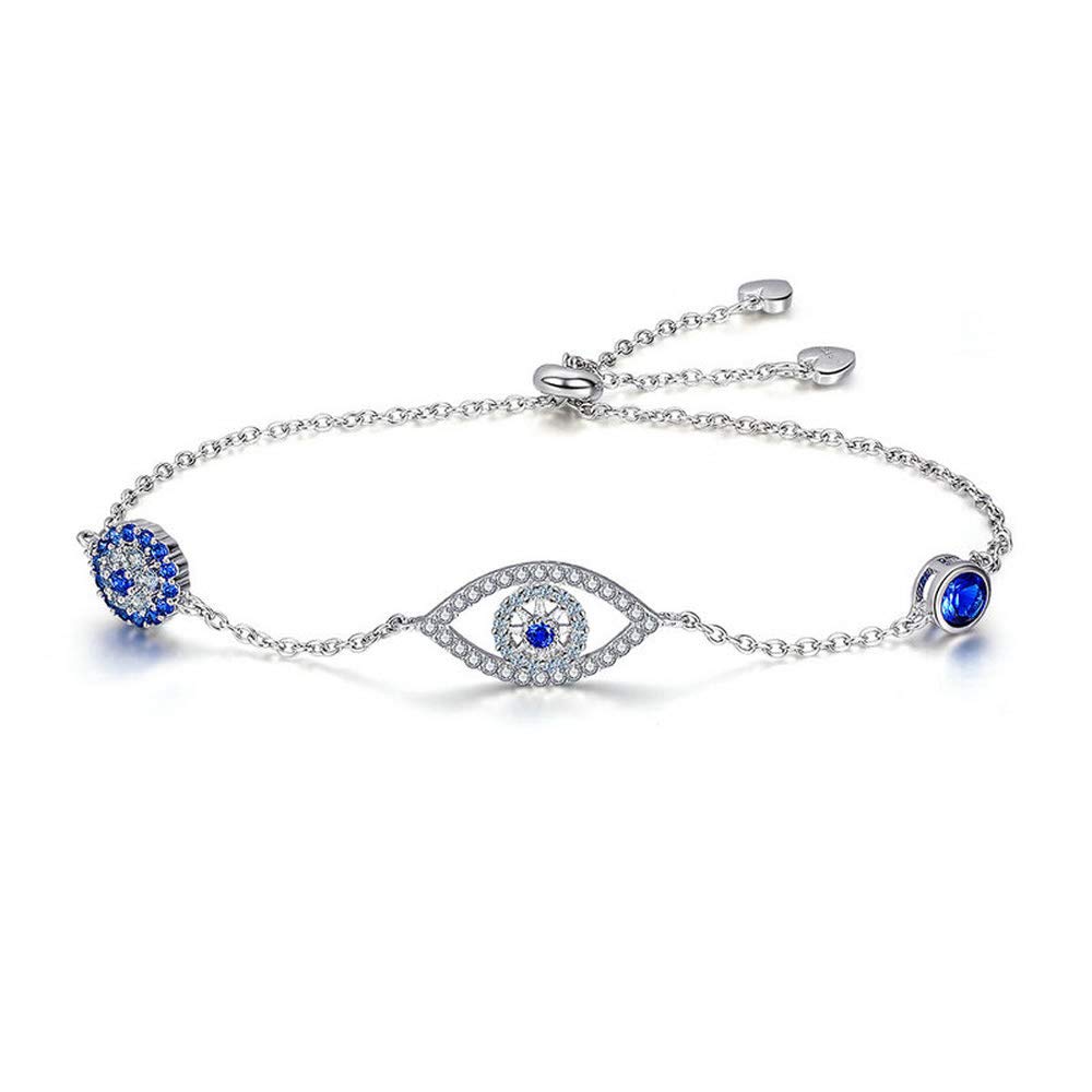 Bijoux Blu Lucky Blue Eyes 100% 925 Sterling Silver Blue Eyes Link Women Bracelets for Women Sterling Silver Jewelry Making Gift