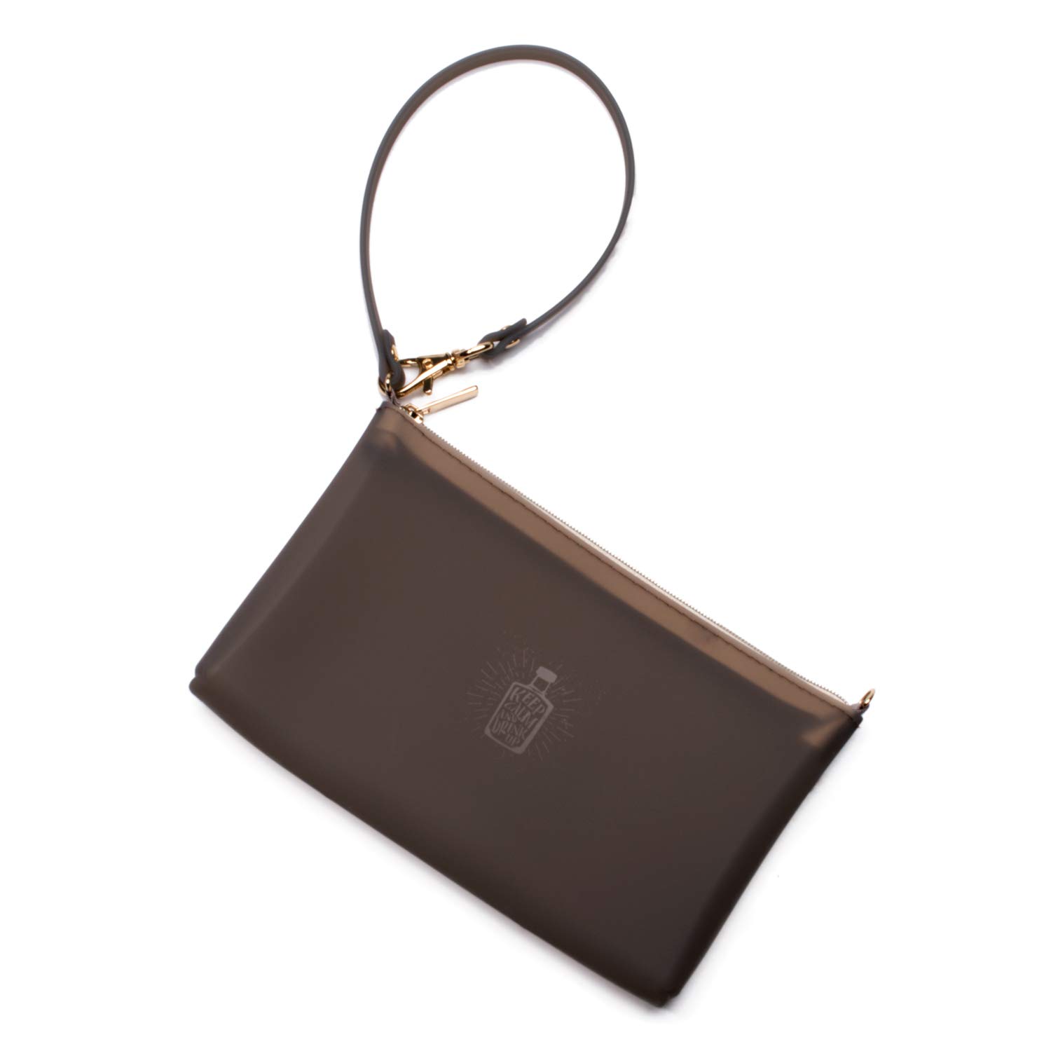 Wristlet by Pudinbag for Women | Zipper Phone Wristlet | Beach Pouch | Water Resistant Silicone | Semi-transparent | Vegan, Black, S, Minimal Translucent Wristlet