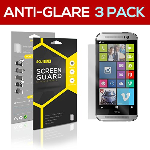 SOJITEK HTC One (M8) HTC One (2014), HTC One (M8) Harman Kardon edition, HTC One (M8) Google Play edition, the new HTC One Premium Anti-Glare Anti-fingerprint Matte Screen Protector [3-Pack] - Lifetime Replacements Warranty + Retail Packaging