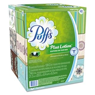 Puffs Plus Lotion Facial Tissue, 6 Family Boxes, 124 Count Per Box