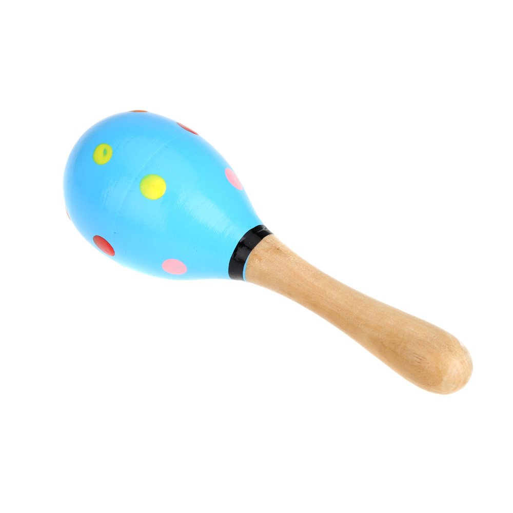 Andoer® Pequeño Maraca Dibujos Animados Patrón de Madera Colorido Percusión Juguete Instrumento