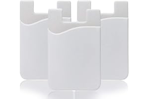 YWXTW Silicone 3M Adhesive Stick-on Wallet for Credit Card, Ultra-Slim Id Holder Wallet Pouch Sleeve Pocket for Smartphones (iPhone/Android/Samsung Galaxy) (3 Pack White)