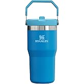 Stanley IceFlow Flip Straw Tumbler with Handle 20 oz | Twist On Lid and Flip Up Straw | Leak Resistant Water Bottle | Insulated Stainless Steel |BPA-Free | Azure