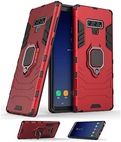 Galaxy Note 9 Case,THRRLY Heavy Duty Shockproof Ultra Slim Hard Case Armor Stand Back Cover with Magnetic Finger Ring Holder for Samsung Galaxy Note 9. (Red)