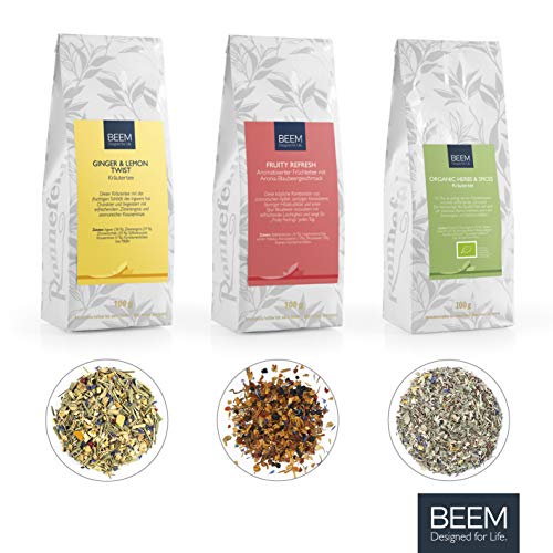 BEEM FEEL GOOD TEA SELECTION (Ginger & Lemon Twist, Frutiy Refresh, Organic Herbs & Spices) - 3 x 100 g | Probier-Set… – Bild 4