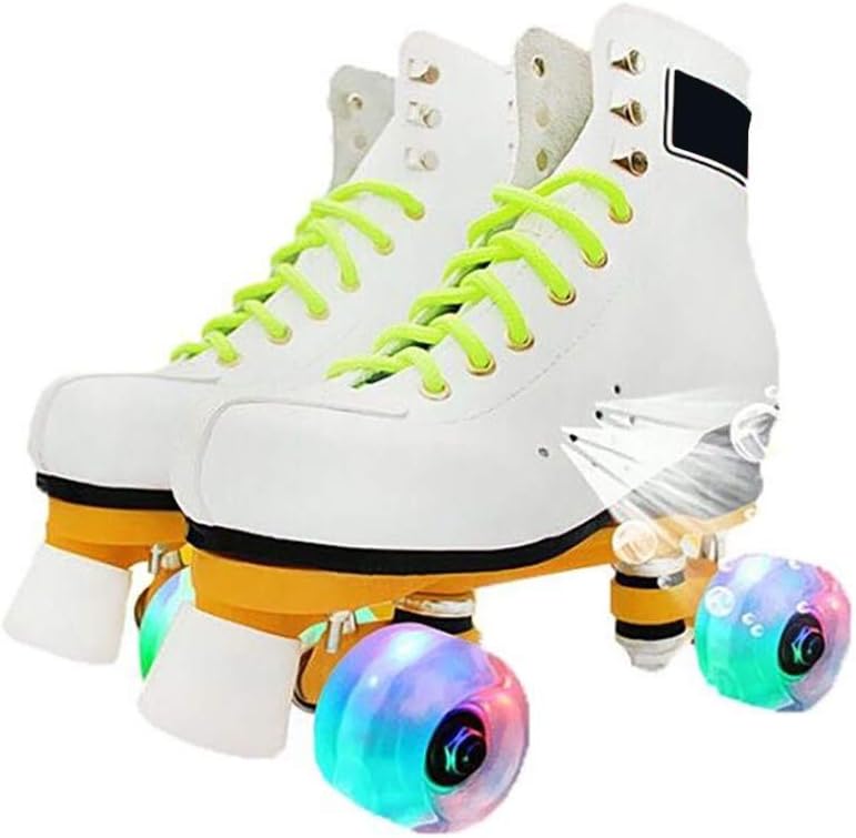 CHHBOXCHH Kid'S Quad Skates, Adjustable And Padded Roller Skates，Adjustable Training Double Row Roller Skates ，Multiple Sizes,White-35