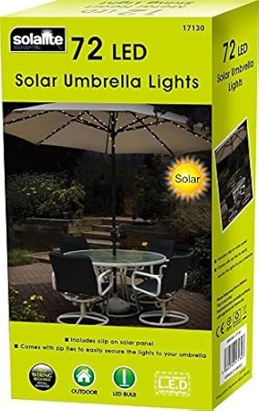 Solarbetriebener Sonnenschirm mit Lichterkette – Dual-Funktion, 72 LED