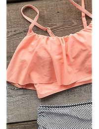 Cupshe Moda Falbala Set de bikini con cintura alta para mujer