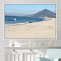 Framed Canvas Wall Art Coastal Freedom Aerial Beach Beach Coastal Cool Minimalism Multicolor Photography Relax/Calm - 16x24 inches